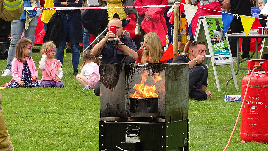 Fire brigade chip pan fire demonstration